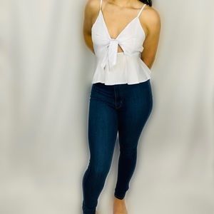 White Strapped Crop Top